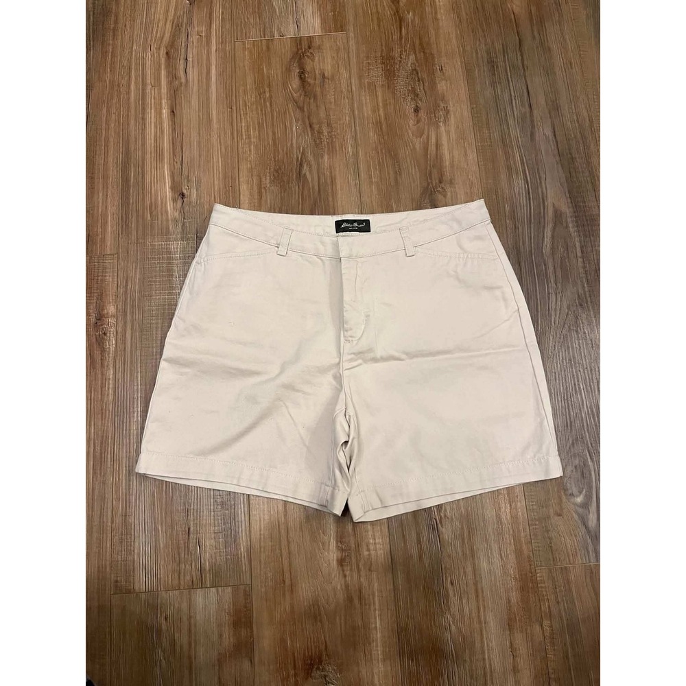 Eddie Bauer Womens Khaki Tan Chino Shorts Size 10 Cotton Outdoor Casual Hiking